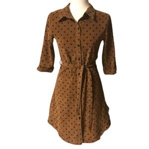 vintage button up corduroy polka dot dress